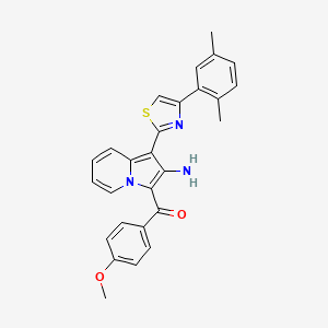 molecular formula C27H23N3O2S B7811568 {2-Amino-1-[4-(2,5-dimethylphenyl)-1,3-thiazol-2-yl]indolizin-3-yl}(4-methoxyphenyl)methanone 