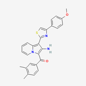 {2-Amino-1-[4-(4-methoxyphenyl)-1,3-thiazol-2-yl]indolizin-3-yl}(3,4-dimethylphenyl)methanone