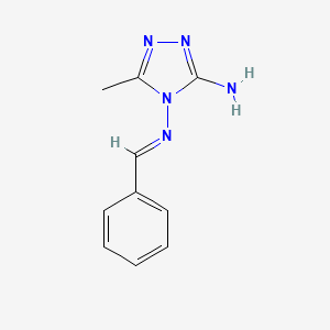 molecular formula C10H11N5 B7811603 4-[(E)-benzylideneamino]-5-methyl-1,2,4-triazol-3-amine 