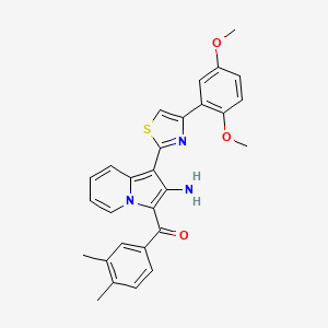 {2-Amino-1-[4-(2,5-dimethoxyphenyl)-1,3-thiazol-2-yl]indolizin-3-yl}(3,4-dimethylphenyl)methanone