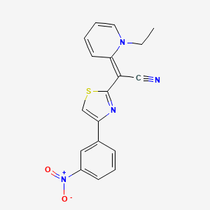 molecular formula C18H14N4O2S B7811617 (2E)-(1-ethylpyridin-2(1H)-ylidene)[4-(3-nitrophenyl)-1,3-thiazol-2-yl]ethanenitrile 