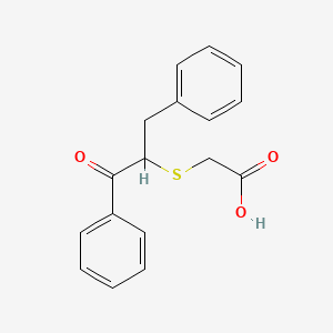 molecular formula C17H16O3S B7811627 2-(1-Oxo-1,3-diphenylpropan-2-yl)sulfanylacetic acid 