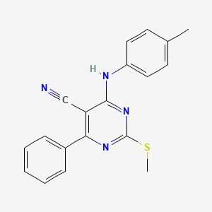 molecular formula C19H16N4S B7811767 4-[(4-Methylphenyl)amino]-2-(methylthio)-6-phenylpyrimidine-5-carbonitrile 