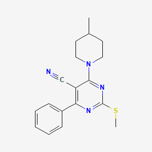 molecular formula C18H20N4S B7811781 4-(4-Methylpiperidin-1-yl)-2-(methylthio)-6-phenylpyrimidine-5-carbonitrile 