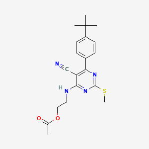 molecular formula C20H24N4O2S B7811792 2-{[6-(4-Tert-butylphenyl)-5-cyano-2-(methylthio)pyrimidin-4-yl]amino}ethyl acetate 