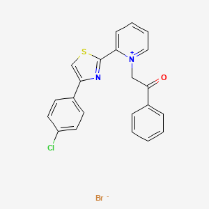 molecular formula C22H16BrClN2OS B7811841 2-[2-[4-(4-Chlorophenyl)-1,3-thiazol-2-yl]pyridin-1-ium-1-yl]-1-phenylethanone;bromide 