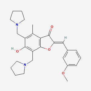 (2Z)-6-hydroxy-2-(3-methoxybenzylidene)-4-methyl-5,7-bis(pyrrolidin-1-ylmethyl)-1-benzofuran-3(2H)-one