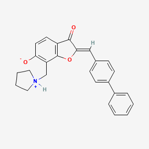 molecular formula C26H23NO3 B7811900 (2Z)-2-(biphenyl-4-ylmethylidene)-3-oxo-7-(pyrrolidinium-1-ylmethyl)-2,3-dihydro-1-benzofuran-6-olate 