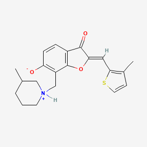 molecular formula C21H23NO3S B7811902 (2Z)-7-[(3-methylpiperidinium-1-yl)methyl]-2-[(3-methylthiophen-2-yl)methylidene]-3-oxo-2,3-dihydro-1-benzofuran-6-olate 