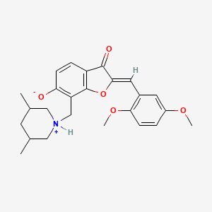 molecular formula C25H29NO5 B7811907 (2Z)-2-(2,5-dimethoxybenzylidene)-7-[(3,5-dimethylpiperidinium-1-yl)methyl]-3-oxo-2,3-dihydro-1-benzofuran-6-olate 