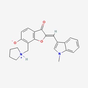 molecular formula C23H22N2O3 B7811926 (2Z)-2-[(1-methylindol-3-yl)methylidene]-3-oxo-7-(pyrrolidin-1-ium-1-ylmethyl)-1-benzofuran-6-olate 