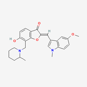 molecular formula C26H28N2O4 B7811931 (2Z)-6-hydroxy-2-[(5-methoxy-1-methyl-1H-indol-3-yl)methylidene]-7-[(2-methylpiperidin-1-yl)methyl]-1-benzofuran-3(2H)-one 