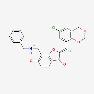 (2Z)-7-{[benzyl(methyl)ammonio]methyl}-2-[(6-chloro-4H-1,3-benzodioxin-8-yl)methylidene]-3-oxo-2,3-dihydro-1-benzofuran-6-olate