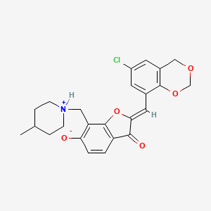 molecular formula C24H24ClNO5 B7811949 (2Z)-2-[(6-chloro-4H-1,3-benzodioxin-8-yl)methylidene]-7-[(4-methylpiperidinium-1-yl)methyl]-3-oxo-2,3-dihydro-1-benzofuran-6-olate 