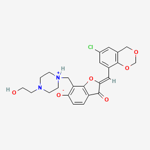 molecular formula C24H25ClN2O6 B7811961 (2Z)-2-[(6-chloro-4H-1,3-benzodioxin-8-yl)methylidene]-7-{[4-(2-hydroxyethyl)piperazin-1-ium-1-yl]methyl}-3-oxo-2,3-dihydro-1-benzofuran-6-olate 