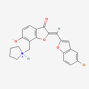 molecular formula C22H18BrNO4 B7811968 (2Z)-2-[(5-bromo-1-benzofuran-2-yl)methylidene]-3-oxo-7-(pyrrolidinium-1-ylmethyl)-2,3-dihydro-1-benzofuran-6-olate 
