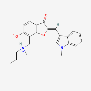 molecular formula C24H26N2O3 B7811976 (2Z)-7-[[butyl(methyl)azaniumyl]methyl]-2-[(1-methylindol-3-yl)methylidene]-3-oxo-1-benzofuran-6-olate 