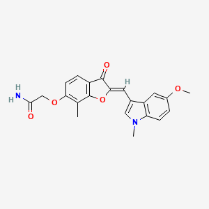molecular formula C22H20N2O5 B7811991 2-[[(2Z)-2-[(5-methoxy-1-methylindol-3-yl)methylidene]-7-methyl-3-oxo-1-benzofuran-6-yl]oxy]acetamide 