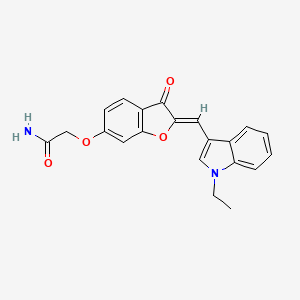molecular formula C21H18N2O4 B7811997 2-({(2Z)-2-[(1-ethyl-1H-indol-3-yl)methylidene]-3-oxo-2,3-dihydro-1-benzofuran-6-yl}oxy)acetamide 