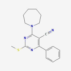 molecular formula C18H20N4S B7812010 4-Azepan-1-yl-2-(methylthio)-6-phenylpyrimidine-5-carbonitrile 