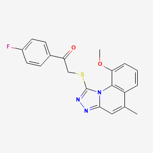 molecular formula C20H16FN3O2S B7812027 1-(4-Fluorophenyl)-2-[(9-methoxy-5-methyl[1,2,4]triazolo[4,3-a]quinolin-1-yl)thio]ethanone 