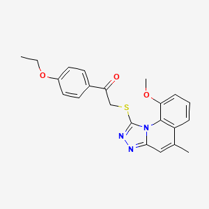 molecular formula C22H21N3O3S B7812031 1-(4-Ethoxyphenyl)-2-[(9-methoxy-5-methyl[1,2,4]triazolo[4,3-a]quinolin-1-yl)thio]ethanone 