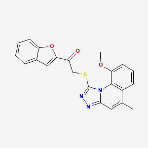 molecular formula C22H17N3O3S B7812035 1-(Benzofuran-2-yl)-2-((9-methoxy-5-methyl-[1,2,4]triazolo[4,3-a]quinolin-1-yl)thio)ethanone 
