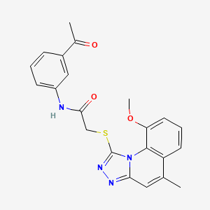 molecular formula C22H20N4O3S B7812039 N-(3-acetylphenyl)-2-[(9-methoxy-5-methyl[1,2,4]triazolo[4,3-a]quinolin-1-yl)thio]acetamide 