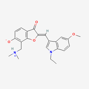 molecular formula C23H24N2O4 B7812041 (2Z)-7-[(dimethylazaniumyl)methyl]-2-[(1-ethyl-5-methoxyindol-3-yl)methylidene]-3-oxo-1-benzofuran-6-olate 
