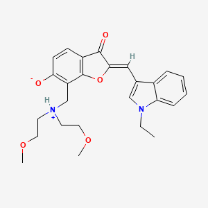 (2Z)-7-[[bis(2-methoxyethyl)azaniumyl]methyl]-2-[(1-ethylindol-3-yl)methylidene]-3-oxo-1-benzofuran-6-olate