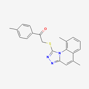molecular formula C21H19N3OS B7812084 2-[(5,9-Dimethyl[1,2,4]triazolo[4,3-a]quinolin-1-yl)thio]-1-(4-methylphenyl)ethanone 