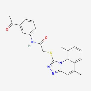 molecular formula C22H20N4O2S B7812093 N-(3-acetylphenyl)-2-[(5,9-dimethyl[1,2,4]triazolo[4,3-a]quinolin-1-yl)thio]acetamide 