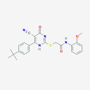 molecular formula C24H24N4O3S B7812130 2-[[6-(4-tert-butylphenyl)-5-cyano-4-oxo-1H-pyrimidin-2-yl]sulfanyl]-N-(2-methoxyphenyl)acetamide 