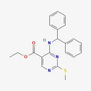 molecular formula C21H21N3O2S B7812145 Ethyl 4-(benzhydrylamino)-2-(methylthio)pyrimidine-5-carboxylate 