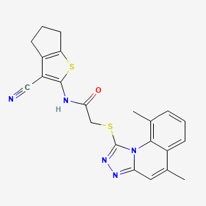 molecular formula C22H19N5OS2 B7812176 N-(3-cyano-5,6-dihydro-4H-cyclopenta[b]thien-2-yl)-2-[(5,9-dimethyl[1,2,4]triazolo[4,3-a]quinolin-1-yl)thio]acetamide 