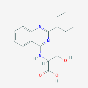 molecular formula C16H21N3O3 B7812230 3-Hydroxy-2-((2-(pentan-3-yl)quinazolin-4-yl)amino)propanoic acid 