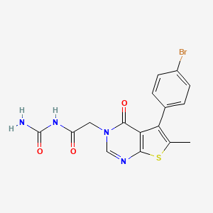 molecular formula C16H13BrN4O3S B7812245 2-[5-(4-bromophenyl)-6-methyl-4-oxothieno[2,3-d]pyrimidin-3-yl]-N-carbamoylacetamide 