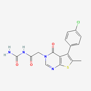molecular formula C16H13ClN4O3S B7812247 N-carbamoyl-2-(5-(4-chlorophenyl)-6-methyl-4-oxothieno[2,3-d]pyrimidin-3(4H)-yl)acetamide 