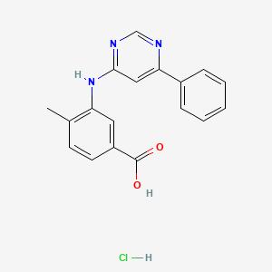 molecular formula C18H16ClN3O2 B7812266 4-Methyl-3-[(6-phenylpyrimidin-4-yl)amino]benzoic acid hydrochloride 