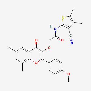 molecular formula C27H24N2O5S B7812282 N-(3-cyano-4,5-dimethylthiophen-2-yl)-2-((2-(4-methoxyphenyl)-6,8-dimethyl-4-oxo-4H-chromen-3-yl)oxy)acetamide 