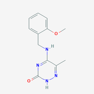 molecular formula C12H14N4O2 B7812289 5-[(2-methoxyphenyl)methylamino]-6-methyl-2H-1,2,4-triazin-3-one 