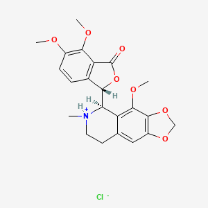 molecular formula C22H24ClNO7 B7812411 1(3H)-Isobenzofuranone, 6,7-dimethoxy-3-[(5R)-5,6,7,8-tetrahydro-4-methoxy-6-methyl-1,3-dioxolo[4,5-g]isoquinolin-5-yl]-, hydrochloride, (3S)- 