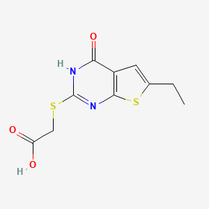 molecular formula C10H10N2O3S2 B7812614 [(6-Ethyl-4-hydroxythieno[2,3-d]pyrimidin-2-yl)sulfanyl]acetic acid 