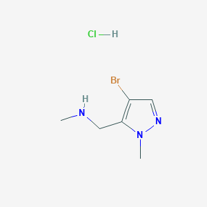 molecular formula C6H11BrClN3 B7812673 [(4-Bromo-1-methyl-1H-pyrazol-5-yl)methyl]methylamine hydrochloride 