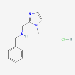 molecular formula C12H16ClN3 B7812693 N-[(1-methylimidazol-2-yl)methyl]-1-phenylmethanamine;hydrochloride 
