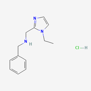 molecular formula C13H18ClN3 B7812705 N-[(1-ethylimidazol-2-yl)methyl]-1-phenylmethanamine;hydrochloride 