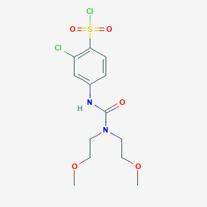 molecular formula C13H18Cl2N2O5S B7812937 4-[Bis(2-methoxyethyl)carbamoylamino]-2-chlorobenzenesulfonyl chloride 