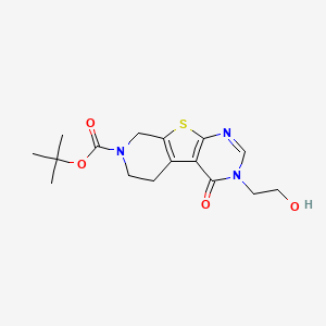 1,1-Dimethylethyl 3,5,6,8-tetrahydro-3-(2-hydroxyethyl)-4-oxopyrido[4',3':4,5]thieno[2,3-d]pyrimidine-7(4H)-carboxylate