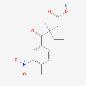 molecular formula C15H19NO5 B7813242 3-Ethyl-3-(4-methyl-3-nitrobenzoyl)pentanoic acid 