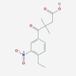 molecular formula C14H17NO5 B7813252 4-(4-Ethyl-3-nitrophenyl)-3,3-dimethyl-4-oxobutanoic acid 